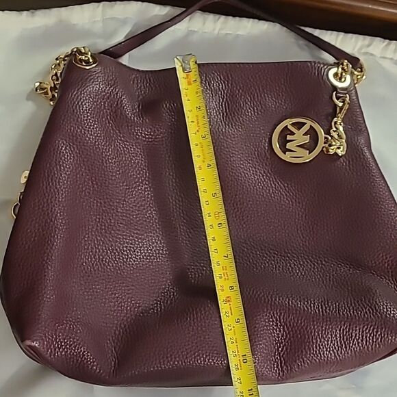 Michael Kors Plum Leather Shoulder Bag with Gold Accents - Picture 6 of 9